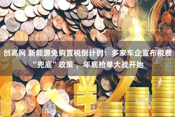 创高网 新能源免购置税倒计时：多家车企宣布税费“兜底”政策 ，年底抢单大战开始
