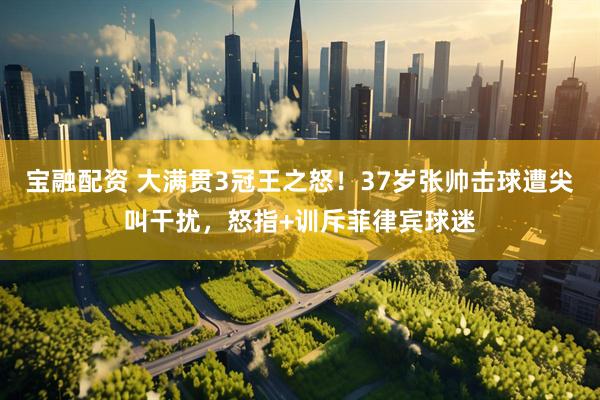 宝融配资 大满贯3冠王之怒！37岁张帅击球遭尖叫干扰，怒指+训斥菲律宾球迷