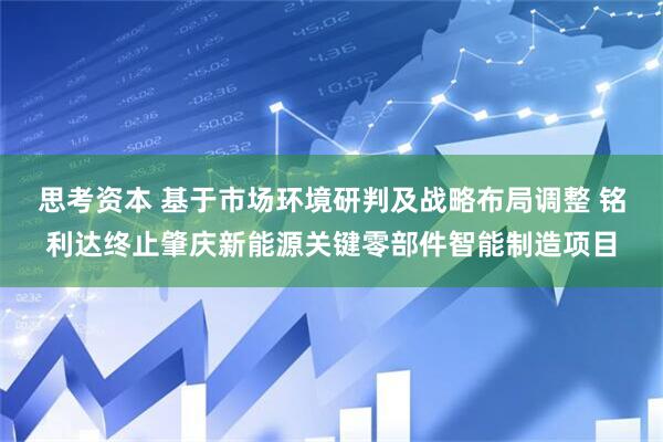 思考资本 基于市场环境研判及战略布局调整 铭利达终止肇庆新能源关键零部件智能制造项目