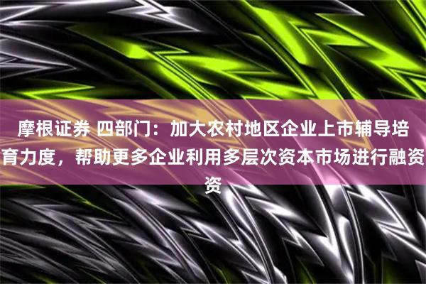 摩根证券 四部门：加大农村地区企业上市辅导培育力度，帮助更多企业利用多层次资本市场进行融资